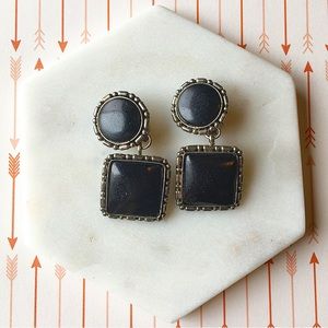 Vintage black & silver dangle earrings